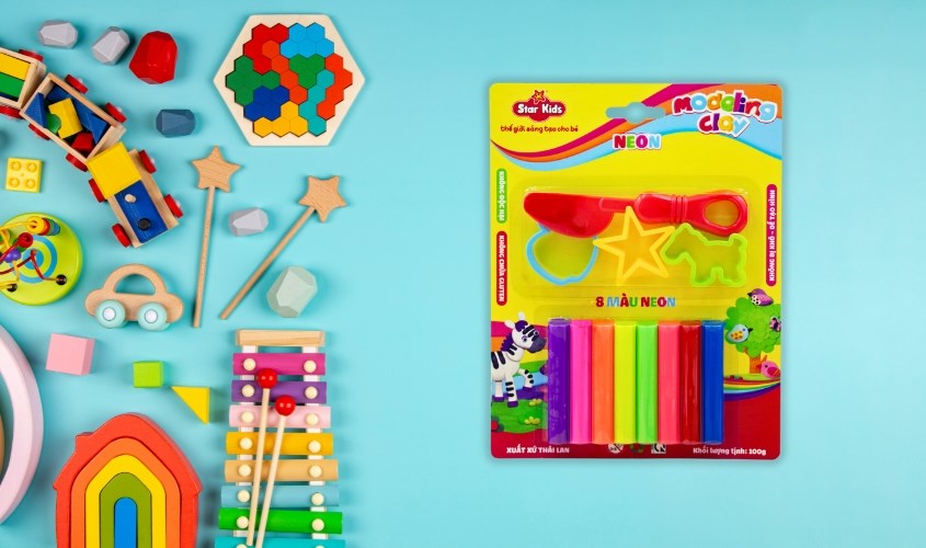 Bộ đồ chơi đất nặn 100g 8 màu và 4 dụng cụ Star Kids K-100/8C/4T