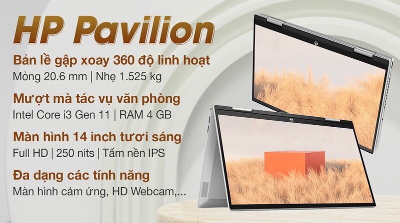 HP Pavilion X360 14 có vẻ ngoài hiện đại với lớp vỏ nhựa màu bạc HP Pavilion X360 14 có vẻ ngoài hiện đại với lớp vỏ nhựa màu bạc