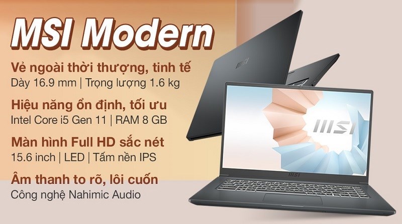Laptop MSI sở hữu m&agrave;n h&igrave;nh rộng nhưng k&iacute;ch thước tối ưu