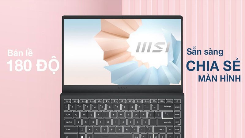 Laptop MSI Modern m&agrave;n h&igrave;nh 14 inch với khả năng mở 180 độ