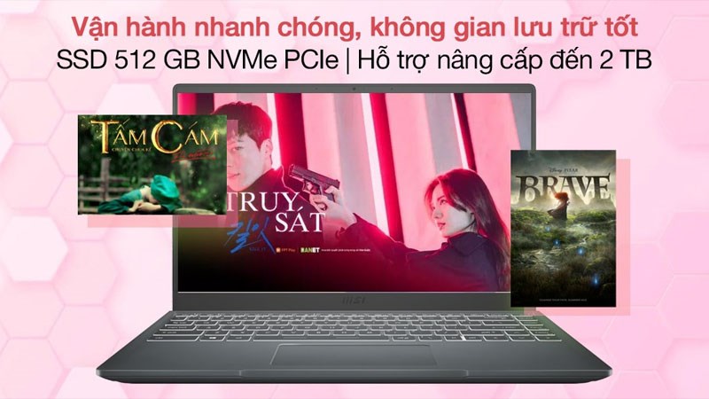 Laptop mang đến khả năng vận h&agrave;nh nhanh ch&oacute;ng với kh&ocirc;ng gian lưu trữ tốt