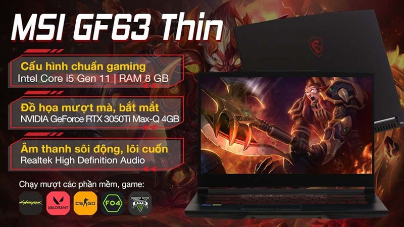 Laptop gaming cấu h&igrave;nh mạnh mẽ