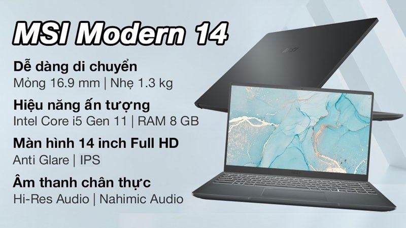 Những ưu điểm nổi bật tr&ecirc;n chiếc laptop MSI Modern 14
