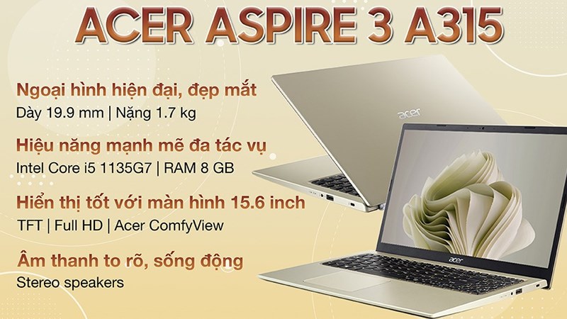 Laptop có cấu hình khỏe, được tích hợp vi xử lý Intel Core i5 1135G7