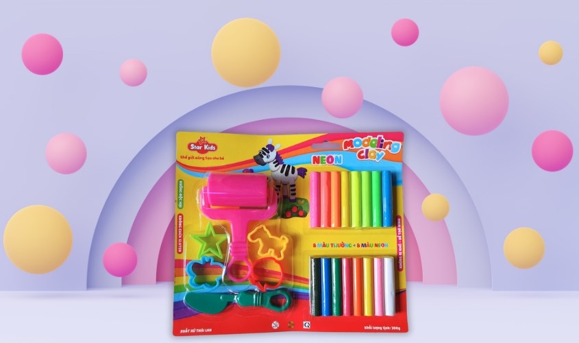 Bộ đồ chơi đất nặn 200g 16 màu và 6 dụng cụ STAR KIDS K-200/16C/6T