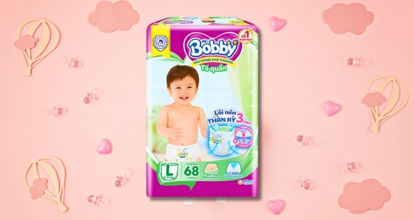 Tã quần Bobby size L 68 miếng (9 - 13 kg)