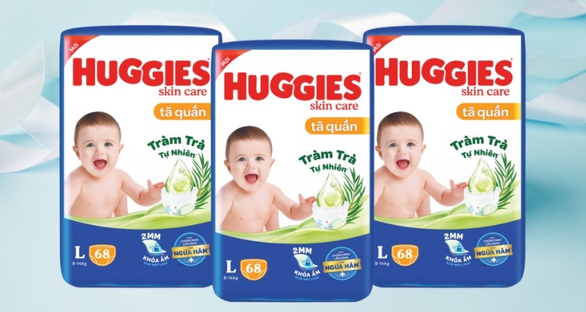 Tã quần Huggies Skincare size L 68 miếng (9 - 14 kg)