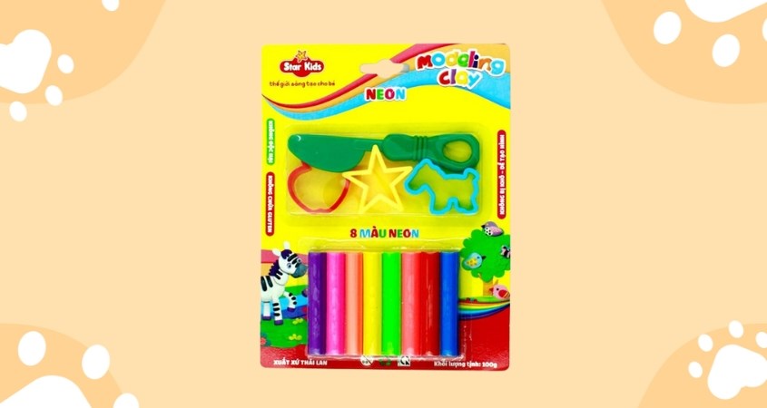 Bộ đồ chơi đất nặn 100g 8 màu và 4 dụng cụ Star Kids K-100/8C/4T