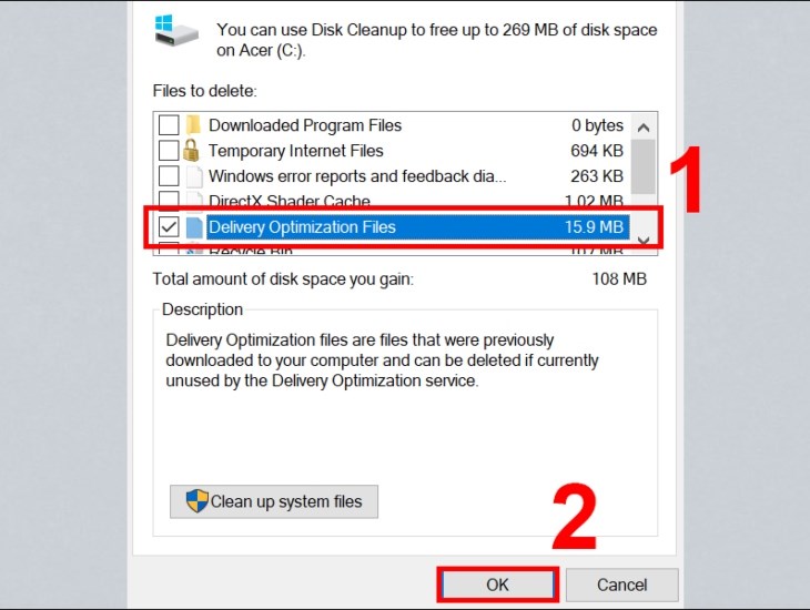 nhấn chuột vào Disk Cleanup.