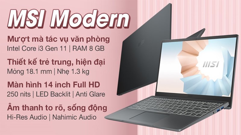 Màn hình 14 inch, độ phân giải Full HD hiển thị hình ảnh sắc nét, sinh động