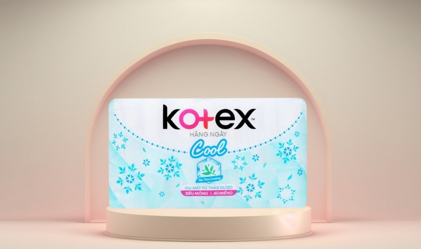 Băng vệ sinh hàng ngày Kotex Cool dịu mát không cánh 40 miếng
