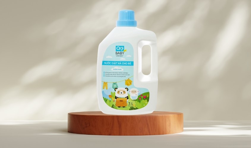 Nước giặt xả quần áo cho bé Agi Xanh hương phấn can 3 lít