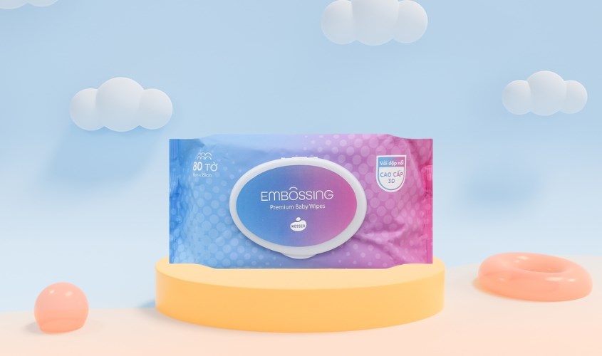 Khăn ướt Wesser dập nổi không mùi gói 80 miếng