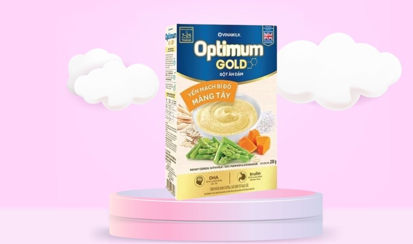 Bột yến mạch, bí đỏ và măng tây Bột yến mạch, bí đỏ và măng tây