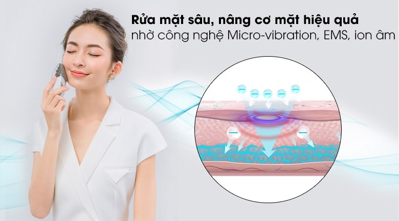 Máy rửa mặt và nâng cơ mặt Lifetrons CMD-100 giúp làm săn chắc da, trẻ hóa da mặt