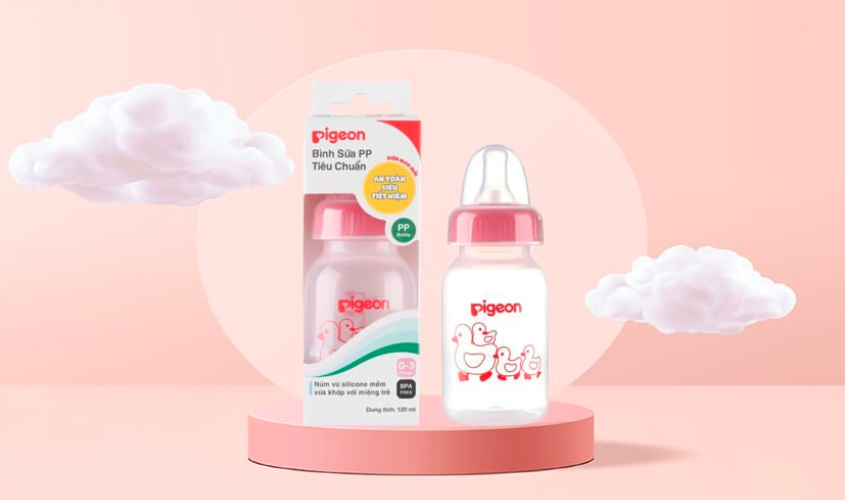 Bình sữa nhựa PP Pigeon cổ hẹp 120 ml (0 - 3 tháng)