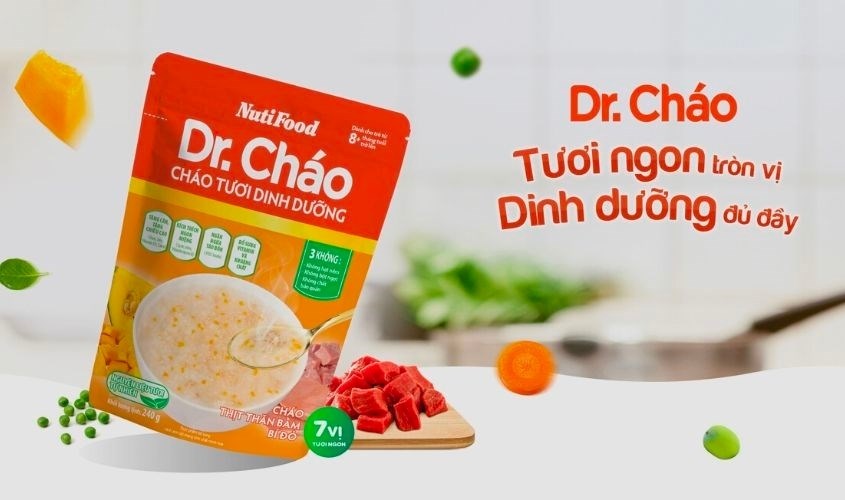 Cháo tươi dinh dưỡng DR.Cháo đến từ thương hiệu Nutifood Cháo tươi dinh dưỡng DR.Cháo đến từ thương hiệu Nutifood