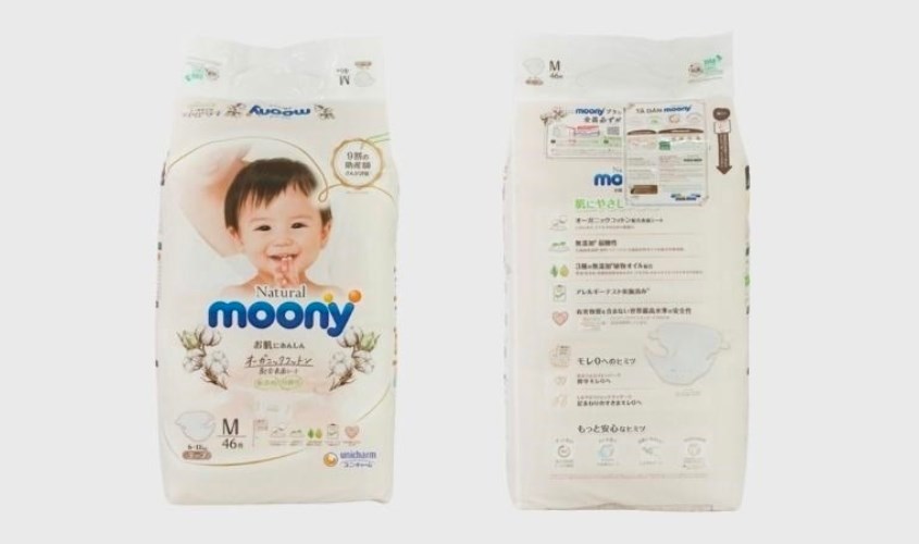 Tã dán Moony Natural size M 46 miếng Tã dán Moony Natural size M 46 miếng