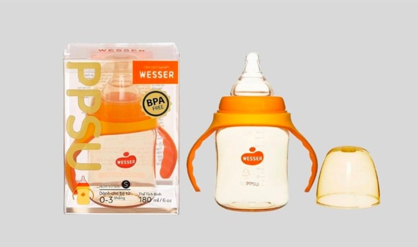 Bình sữa nhựa PPSU Wesser TBSWPP180 cổ rộng 180 ml (0 - 3 tháng)