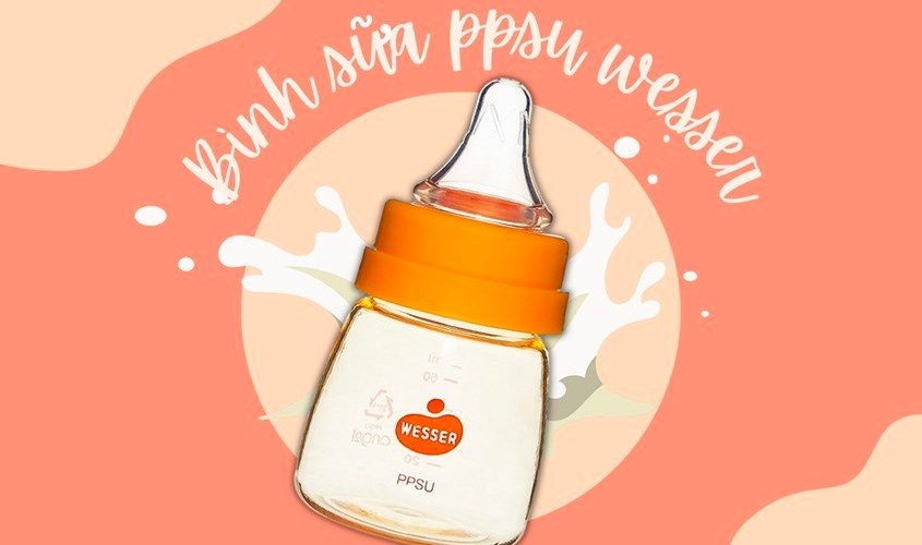 Bình sữa nhựa PP Wesser TBSPPW60 cổ hẹp 60 ml (0 - 3 tháng)