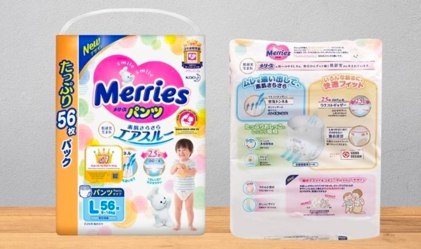 Tã quần Merries size L 56 miếng (9 - 14 kg)