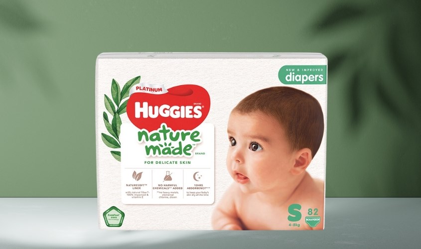 Tã dán Huggies Platinum nature made siêu cao cấp size S 82 miếng (4 - 8 kg)