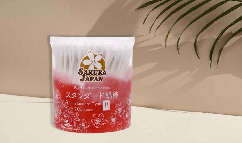 Tăm bông thân giấy kháng khuẩn Sakura TB01 đầu tiêu chuẩn hũ 200 cây