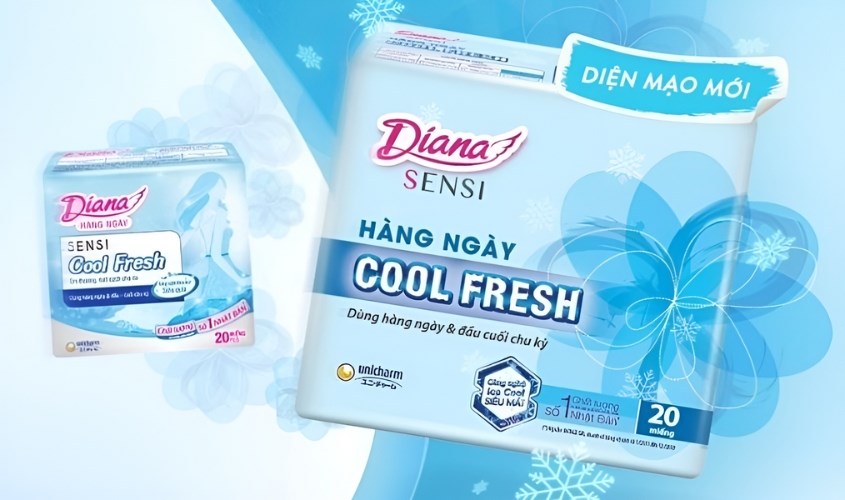 Băng vệ sinh ngày Diana Sensi Cool Fresh siêu mỏng có cánh 20 miếng
