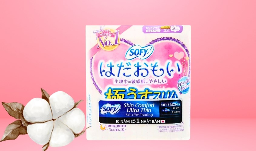 Băng vệ sinh ngày Unicharm Skin Comfort Ultra Thin siêu mỏng có cánh 8 miếng