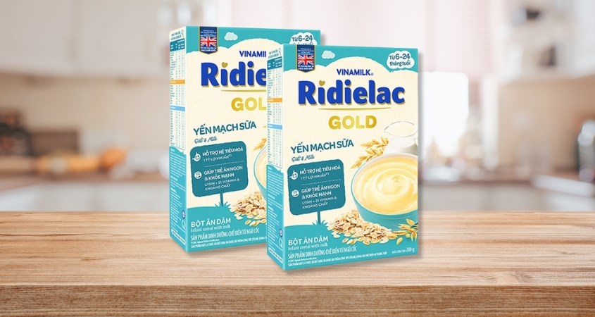 Bột ăn dặm Vinamilk RiDielac Gold yến mạch, sữa hộp 200g (6 - 24 tháng)