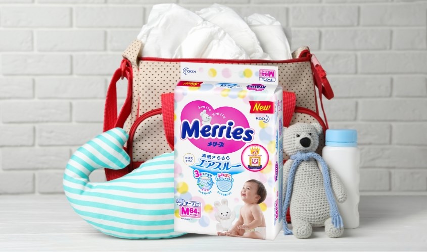 Tã dán Merries size M 64 miếng (6 - 11 kg)