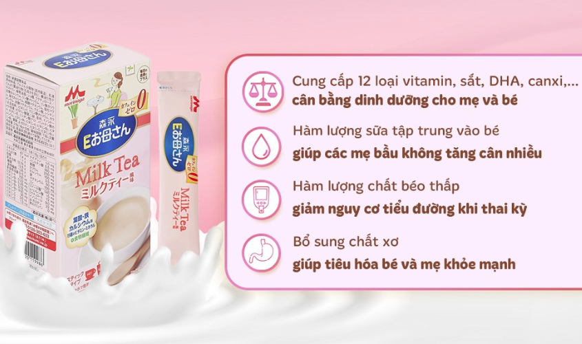 Sữa bầu dạng gói Morinaga hương trà sữa 216g Sữa bầu dạng gói Morinaga hương trà sữa 216g