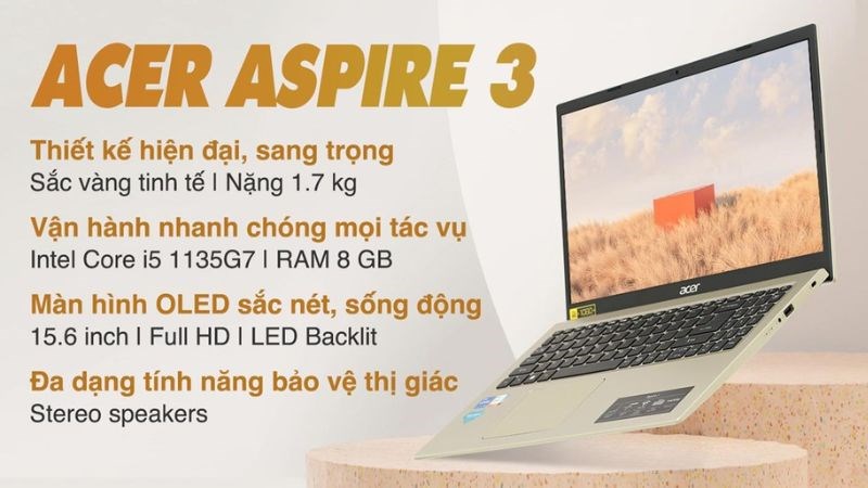 Laptop Acer Aspire 3 A315 58 54XF i5 với màn hình 15,6 inch