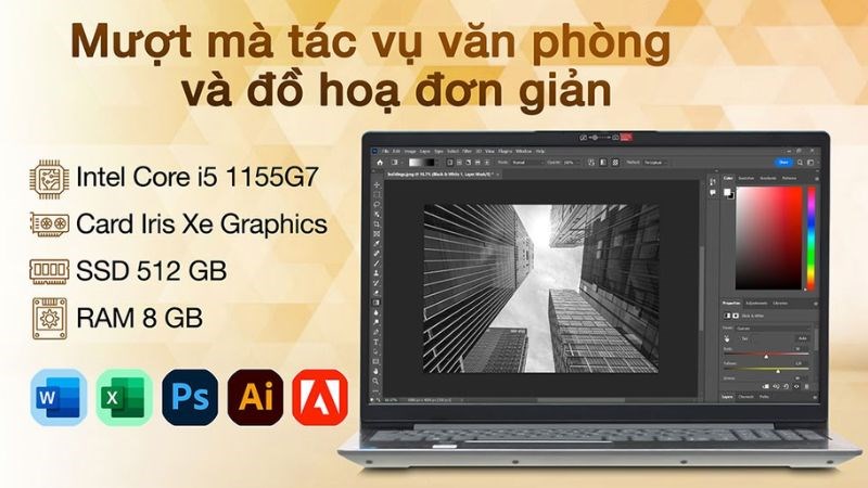 Laptop Lenovo Ideapad 3 xử lý tốt các tác vụ văn phòng và cả đồ họa