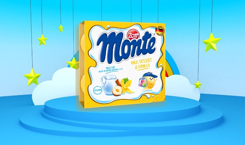 Lốc 4 hũ váng sữa Zott Monte vị vani 55g (từ 6 tháng)