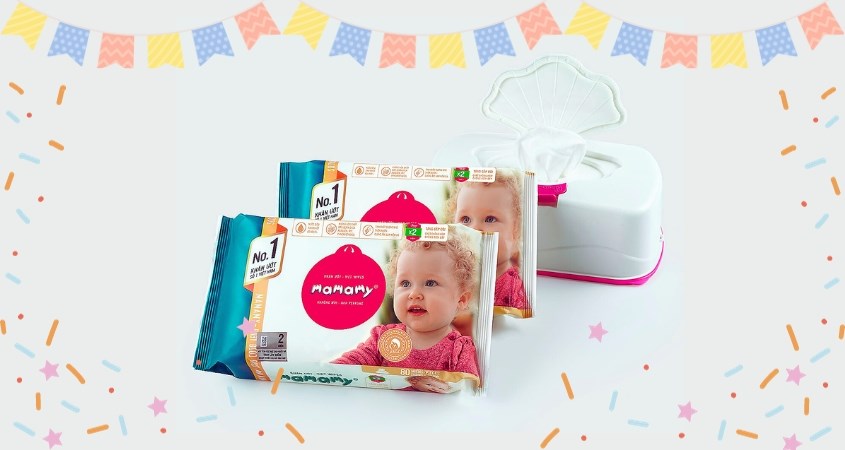 Khăn ướt Mamamy chống hăm và rôm sảy không mùi gói 30 miếng