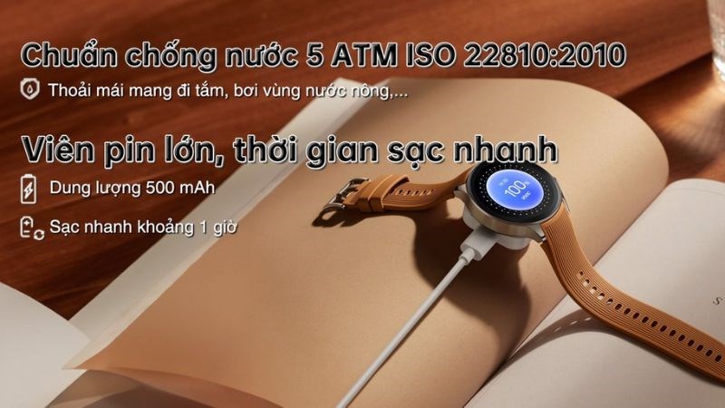 Thiết kế thời trang và hiện đại, cùng với khả năng chống nước 5ATM