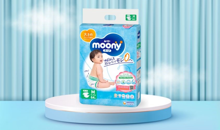 Mua tã dán Moony size M 64 miếng (6 - 11 kg) chính hãng tại AVAKids để đảm bảo chất lượng