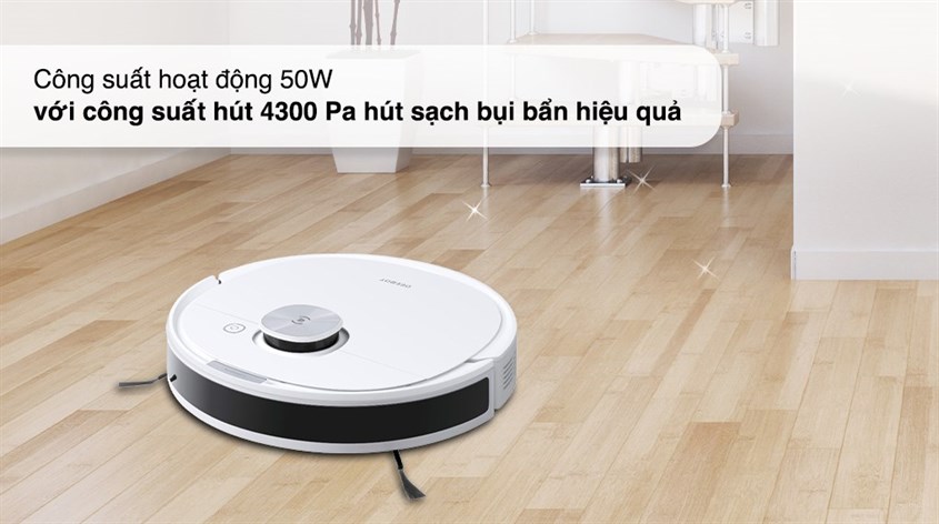 Robot hút bụi lau nhà Ecovacs Deebot N10 DBX41 có độ ồn cao nhất là 78 dB như âm thanh ở văn phòng ồn ào, siêu thị, không quá khó chịu đến người dùng