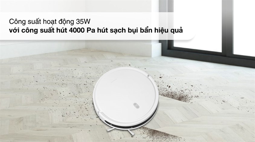 Robot hút bụi lau nhà Xiaomi Vacuum E10 vừa hút bụi vừa lau nhà, công suất hút mạnh mẽ lên đến 4000 Pa giúp loại bỏ bụi bẩn và cặn bã hiệu quả