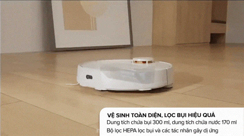 Robot hút bụi lau nhà Xiaomi Vacuum S10 có dung tích hộp chứa bụi lớn lên đến 300 ml, giúp bạn không cần phải đổ bụi thường xuyên