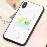 Ốp lưng iPhone X/Xs Nhựa cứng viền dẻo Tempered glass JM 19J118 Xương rồng