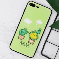 Ốp lưng iPhone 7/8+ Nhựa cứng viền dẻo Tempered Glass Case COSANO SR004 Xương rồng