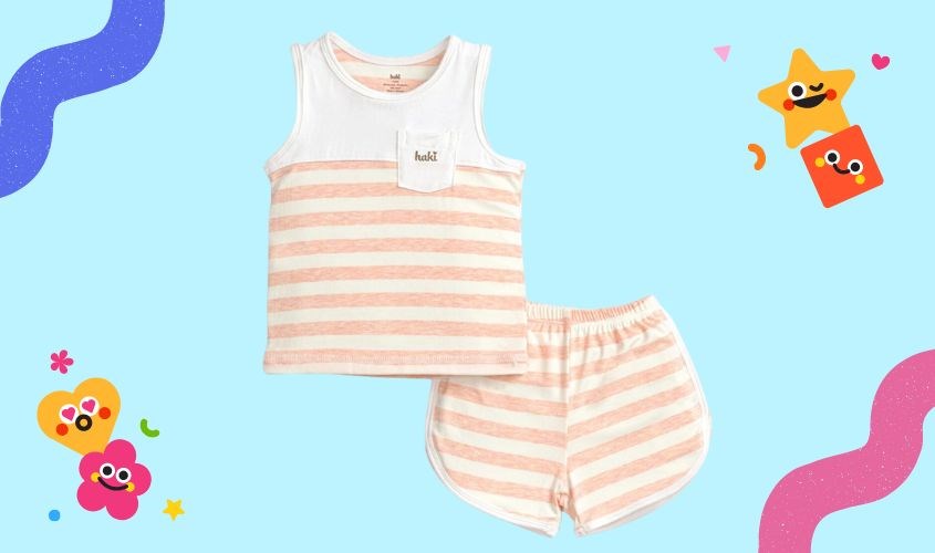 Bộ sát nách kẻ to Haki BB045 màu cam