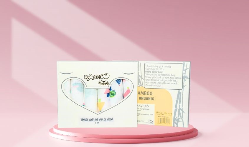 Set 6 cái khăn sữa sợi tre KACHOOBABY 4 lớp 30x30 cm - Màu trắng