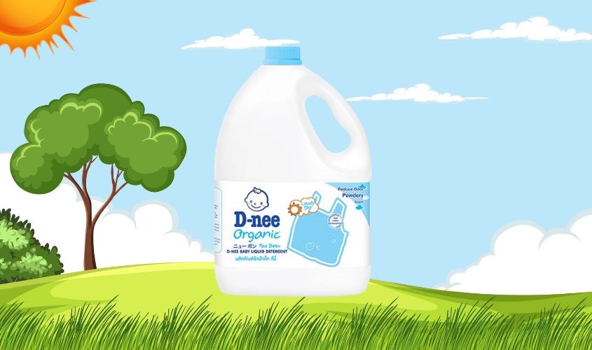Nước giặt quần áo cho bé D-nee Xanh hương ban mai can 3 lít dịu nhẹ, an toàn cho bé