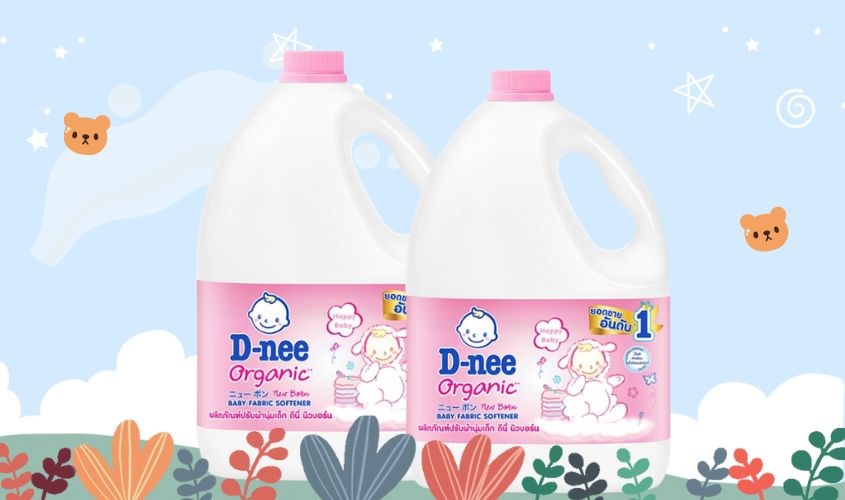 Nước xả quần áo cho bé D-nee Hồng hương hoa cỏ can 2.8 lít - Giao bao bì ngẫu nhiên