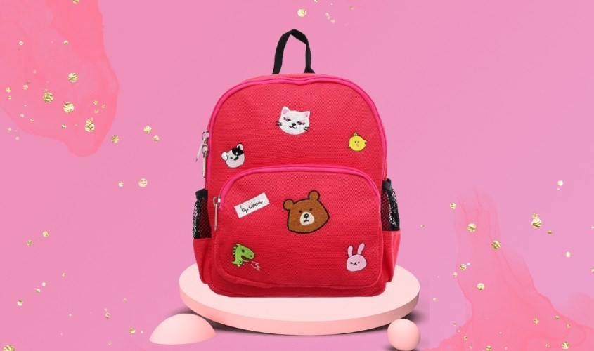 Balo cho bé mẫu giáo Ioon PANNA8 6 con vật E2203 hồng