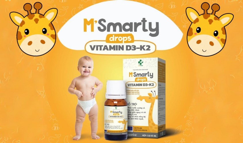 Siro M'Smarty Vitamin D3-K2 hỗ trợ hấp thu canxi 15 ml (từ 0 tháng)