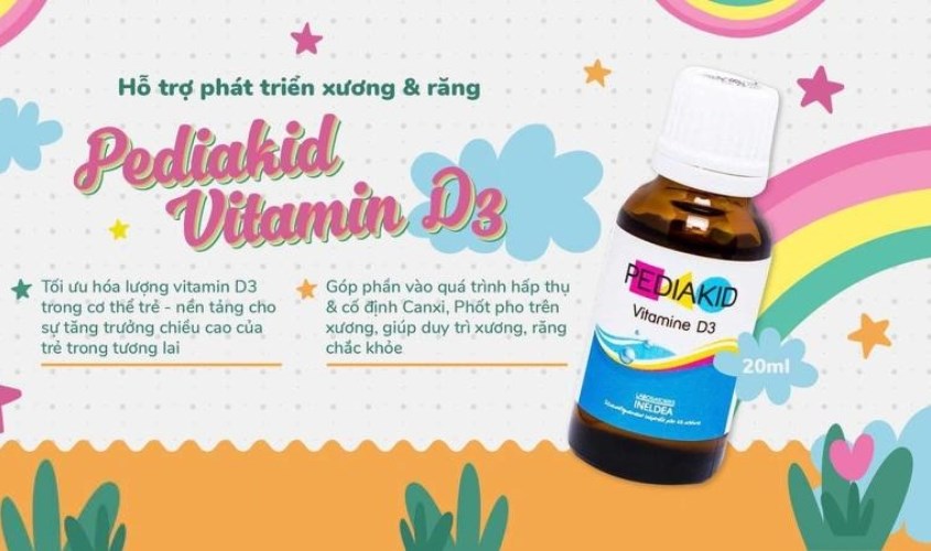 Siro Pediakid Vitamin D3 phát triển xương và răng 20 ml (từ 0 tháng)